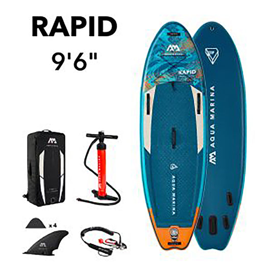 Aqua Marina - RAPID 9' 6" White Water Inflatable Stand Up Paddle Board (iSup) - Aqua Marina