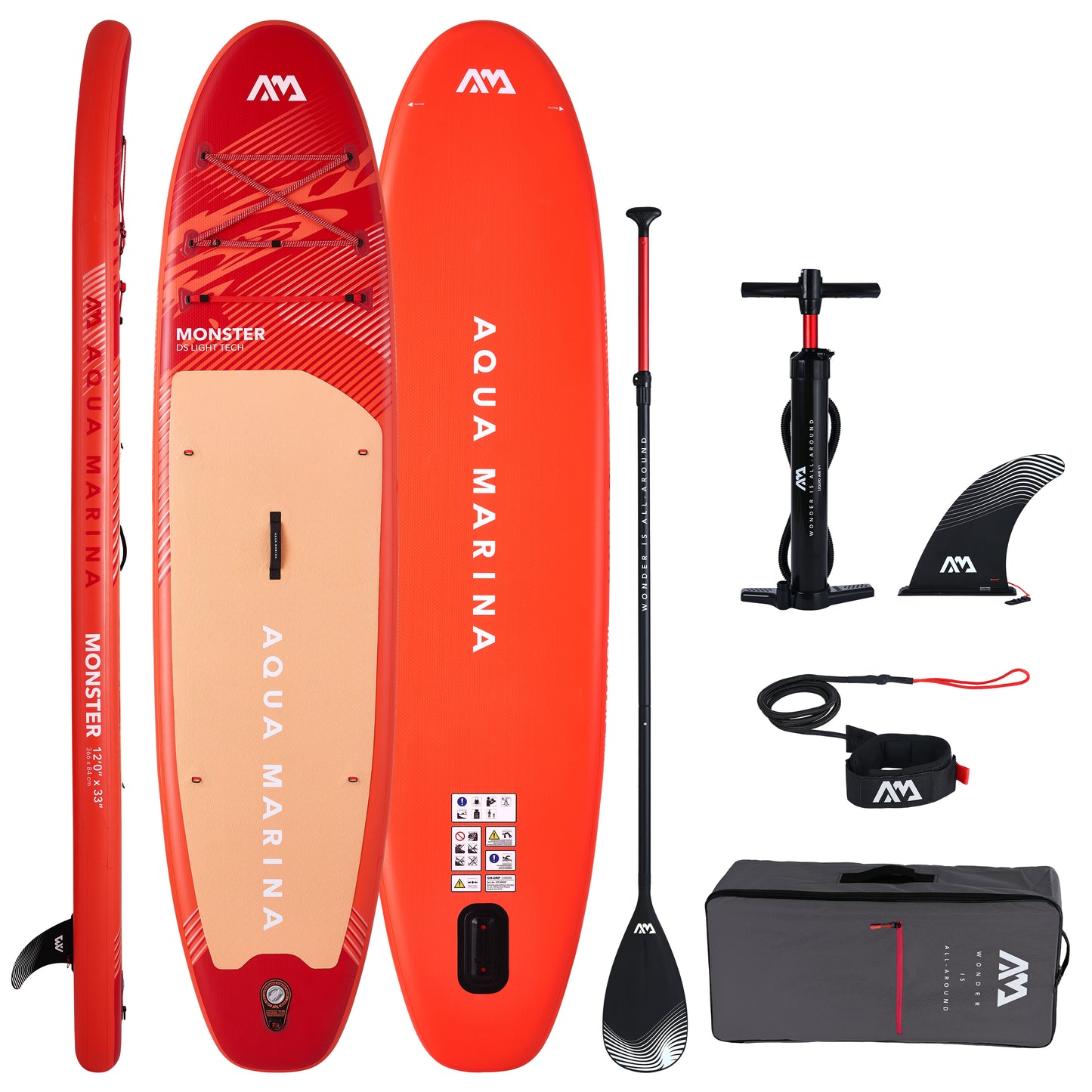 Aqua Marina - MONSTER 12'0" All-Around Inflatable Stand Up Paddle Board (iSup) Package
