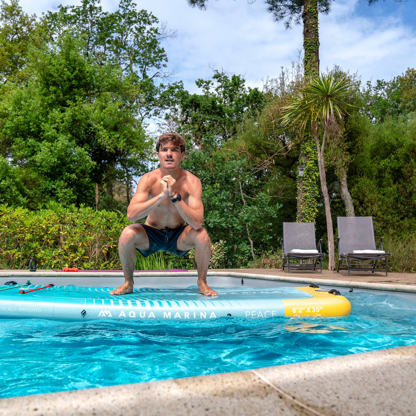 Aqua Marina - PEACE 8'2" Inflatable Fitness Mat w/Carry Strap - Aqua Marina