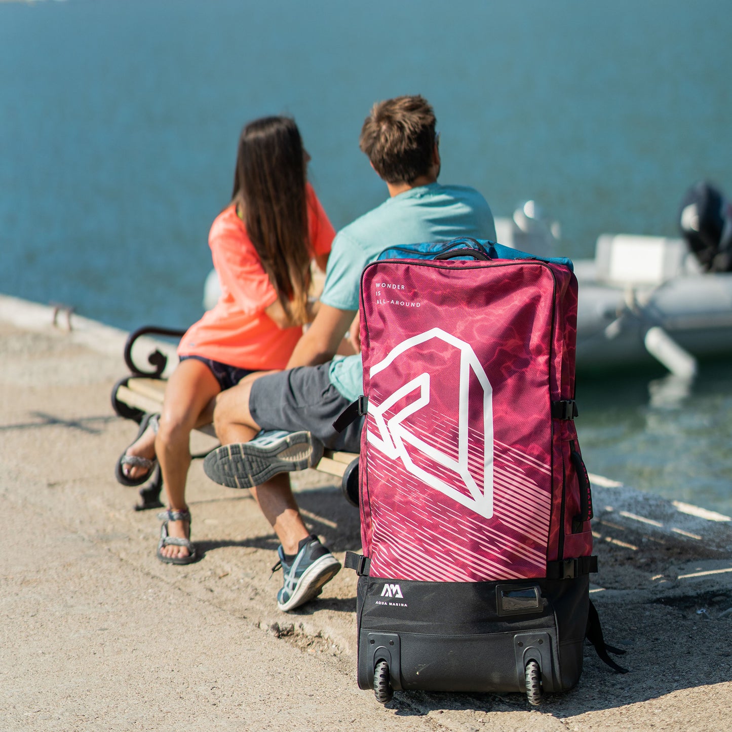 Aqua Marina - Premium Luggage Bag - (Raspberry) with rolling wheel 132L - Aqua Marina